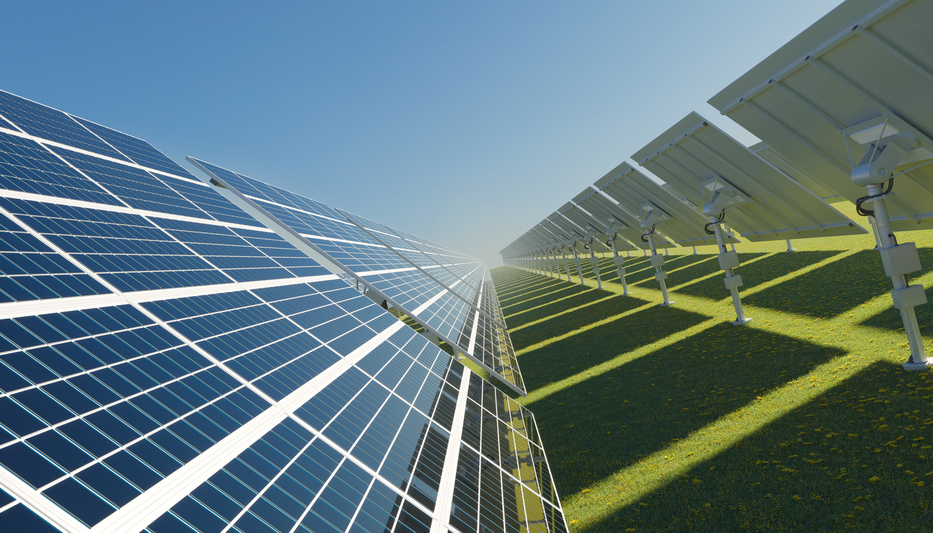 Solar panels on a bright sunny day.